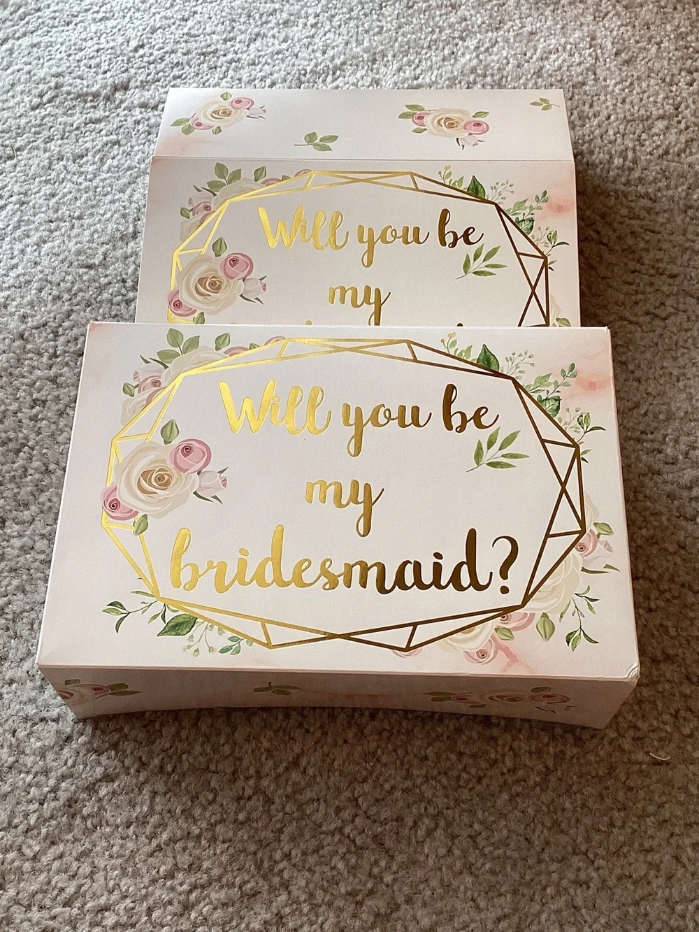 Will You Be My Bridesmaid? Pink, White & Green Floral  gift boxes - There is 5